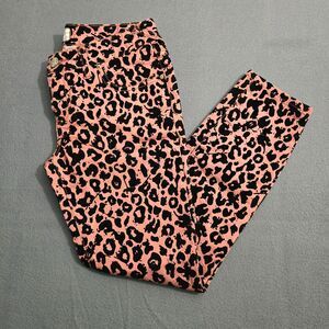Free People Women 28 Pink Animal Print Low Rise Skinny Ankle Jeans